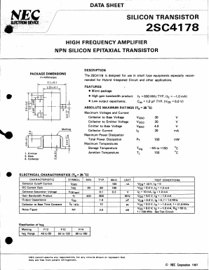 2SC4178 Datasheet PDF NEC => Renesas Technology