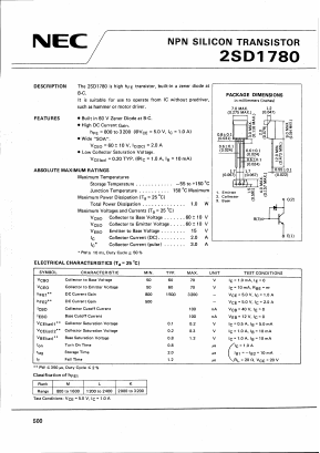 2SD1780 Datasheet PDF NEC => Renesas Technology