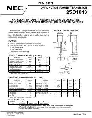 2SD1843 Datasheet PDF NEC => Renesas Technology