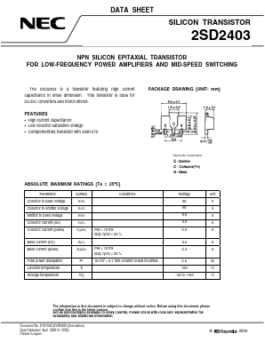 2SD2403 Datasheet PDF NEC => Renesas Technology