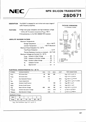 2SD571K Datasheet PDF NEC => Renesas Technology