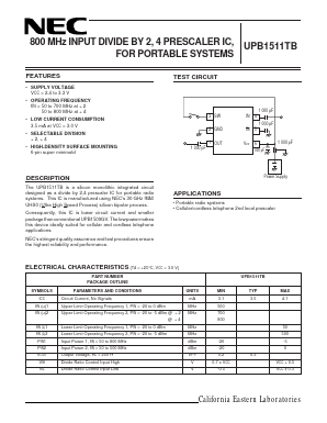 UPB1511TB-E3 Datasheet PDF NEC => Renesas Technology