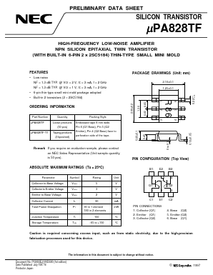 UPA828TF Datasheet PDF NEC => Renesas Technology