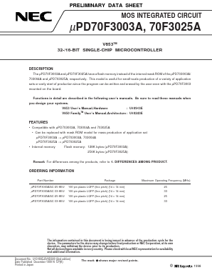 UPD70F3003A Datasheet PDF NEC => Renesas Technology