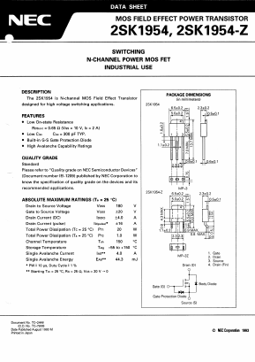 2SK1954 Datasheet PDF NEC => Renesas Technology