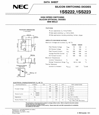 1SS222-T1B Datasheet PDF NEC => Renesas Technology