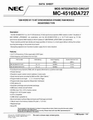 MC-4516DA727LF-A75 Datasheet PDF NEC => Renesas Technology