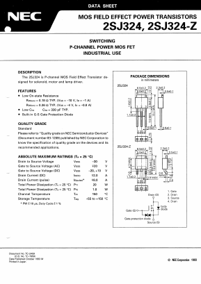 2SJ324 Datasheet PDF NEC => Renesas Technology