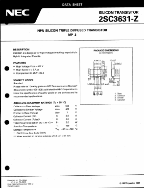 2SC3631-Z Datasheet PDF NEC => Renesas Technology