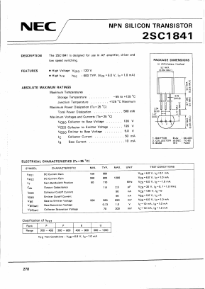 C1841 Datasheet PDF NEC => Renesas Technology