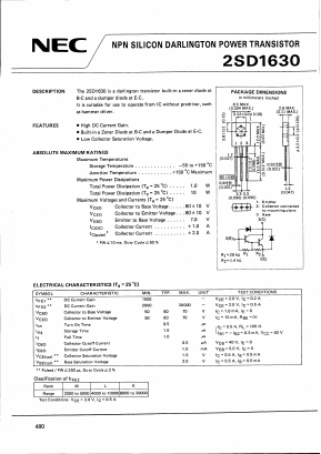 D1630 Datasheet PDF NEC => Renesas Technology