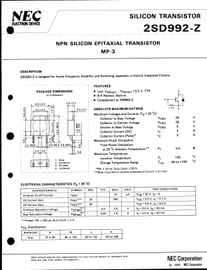 2SD992 Datasheet PDF NEC => Renesas Technology