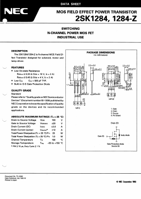 2SK1284(JM) Datasheet PDF NEC => Renesas Technology