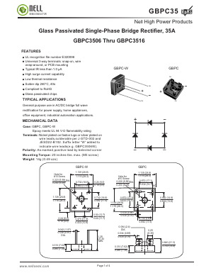 GBPC3510 Datasheet PDF Nell Semiconductor Co., Ltd