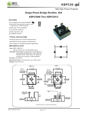 KBPC5010W Datasheet PDF Nell Semiconductor Co., Ltd