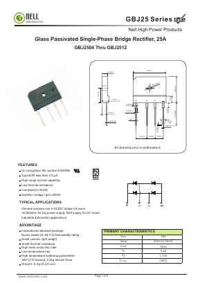 GBJ2512 Datasheet PDF Nell Semiconductor Co., Ltd