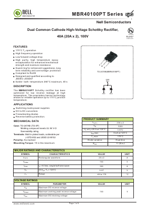 MBR40100PT Datasheet PDF Nell Semiconductor Co., Ltd