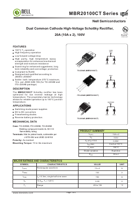 MBR20100CT Datasheet PDF Nell Semiconductor Co., Ltd