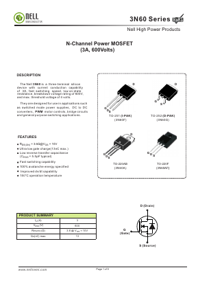 3N60AF Datasheet PDF Nell Semiconductor Co., Ltd