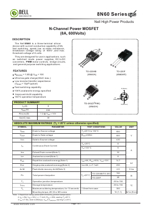 8N60H Datasheet PDF Nell Semiconductor Co., Ltd