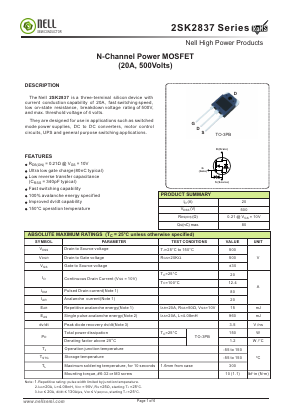 2SK2837 Datasheet PDF Nell Semiconductor Co., Ltd