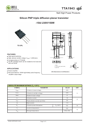 TTA1943 Datasheet PDF Nell Semiconductor Co., Ltd