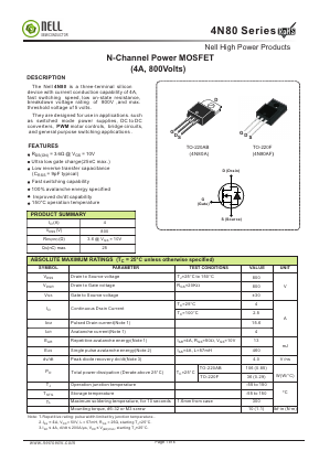 4N80A Datasheet PDF Nell Semiconductor Co., Ltd