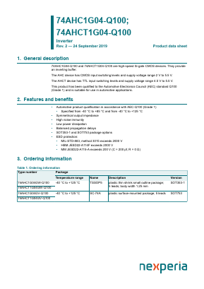 74AHCT1G04-Q100 Datasheet PDF Nexperia B.V. All rights reserved