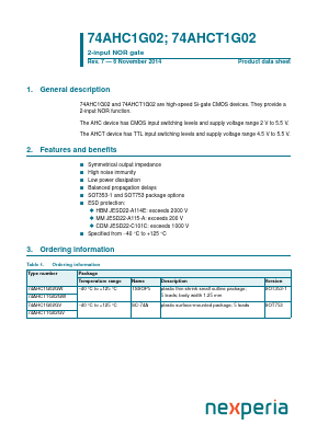 74AHC1G02 Datasheet PDF Nexperia B.V. All rights reserved