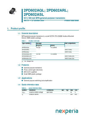 2PD602ARL/DG Datasheet PDF Nexperia B.V. All rights reserved