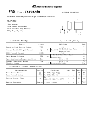 TSF05A60 Datasheet PDF Nihon Inter Electronics