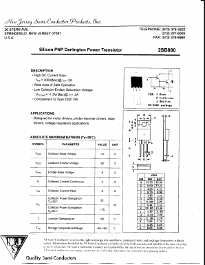 B880 Datasheet PDF New Jersey Semiconductor