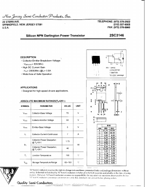 2SC3146 Datasheet PDF New Jersey Semiconductor