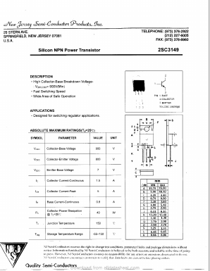 2SC3149 Datasheet PDF New Jersey Semiconductor