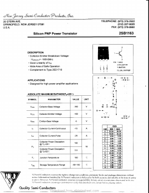 2SB1163 Datasheet PDF Jiangsu Changjiang Electronics Technology Co., Ltd