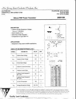 B1159 Datasheet PDF New Jersey Semiconductor