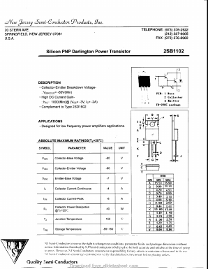 B1102 Datasheet PDF New Jersey Semiconductor
