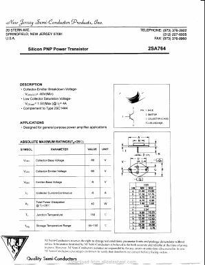 2SA764 Datasheet PDF New Jersey Semiconductor