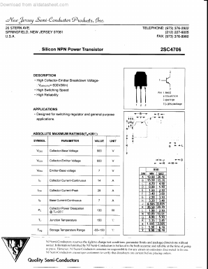 C4706 Datasheet PDF New Jersey Semiconductor
