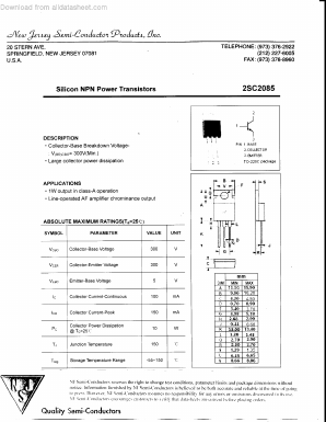 2SC2085 Datasheet PDF New Jersey Semiconductor