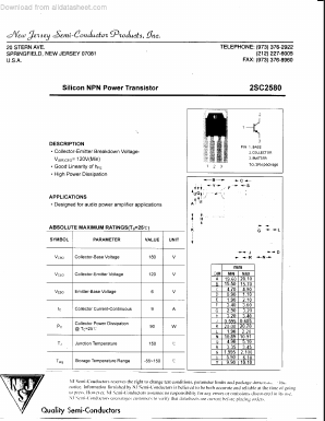 2SC2580 Datasheet PDF New Jersey Semiconductor