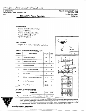 BDY26 Datasheet PDF New Jersey Semiconductor