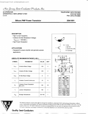 2SA1051 Datasheet PDF New Jersey Semiconductor