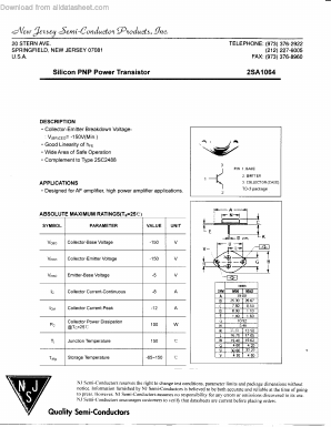 2SA1064 Datasheet PDF New Jersey Semiconductor