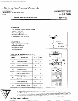 2SA1072 Datasheet PDF New Jersey Semiconductor