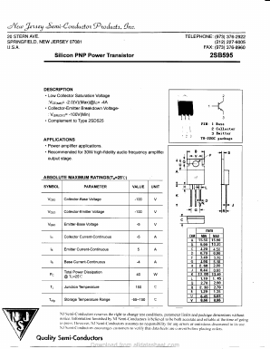 2SB595 Datasheet PDF New Jersey Semiconductor