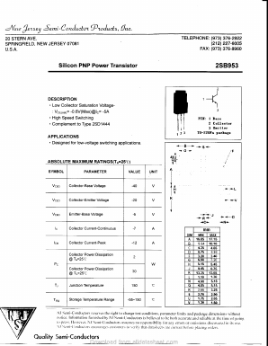 B953 Datasheet PDF New Jersey Semiconductor