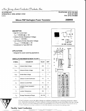 2SB955 Datasheet PDF New Jersey Semiconductor