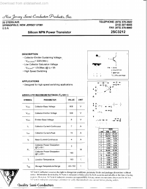 C3212 Datasheet PDF New Jersey Semiconductor