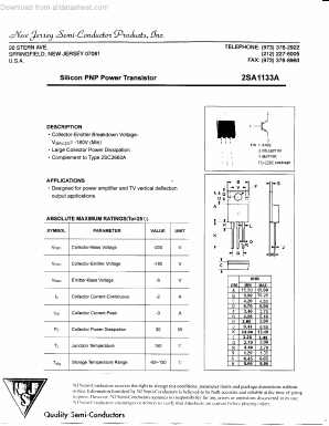 2SA1133A Datasheet PDF New Jersey Semiconductor